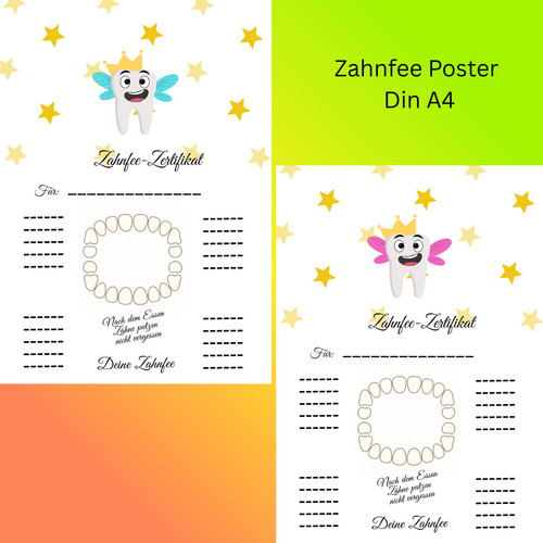 Zahnfee poster urkunde - zahnfee,
