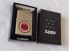 Zippo Lucky Strike Benzin Feuerzeug Chrom high polished fast wie neu