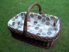 Serviertablett Tablett  aus Weide mit Innenfutter, dunkelbraun