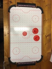 Mini Air Hockey HWC-J10, Tischspiel Lufthockey inkl. Zubehör, Holz 56x30x10cm
