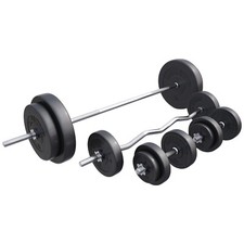 GORILLA SPORTS® Hantelset 100kg, Gewichte Langhantelstange SZ-Stange Kurzhanteln