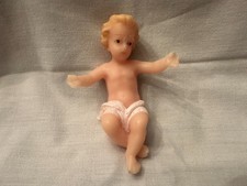 Vintage Wachsfigur Jesus Jesuskind Arme ausbreitend ca. 9,5 x 6,7 cm