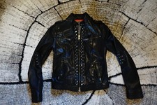 Damen Leder jacke CLAN Gr 34 XS schwarz