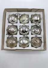 9 Stück Lauscha Stil Christbaumkugeln Baumbehang Silber Beschneit Glaskunst