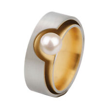 Ernstes Design Ring R148 Edelstahl matt teilvergoldet Weite 48-71
