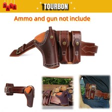 TOURBON Leder-Handfeuerwaffenholster, Pistolen-/Revolver-Tragegurt,Magazintasche