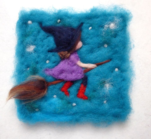 Wollbild kleine hexe - kleine,
