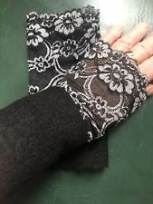 Handstulpen Stulpen Walk Loden Punk Gothic schwarz m. schwarz-grau-silber Spitze