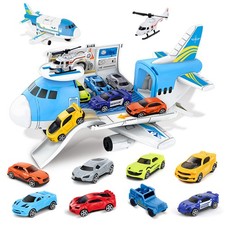 Transport Frachtflugzeug Spielset Kinder Flugzeug mit 8 Fahrzeugen Lernspielzeug