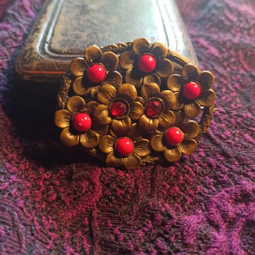 Antike brosche floral gablonz - brosche,