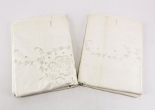 2er Set Überschlaglaken antik zum Anknöpfen 132x250cm Baumwolle Lochstickerei