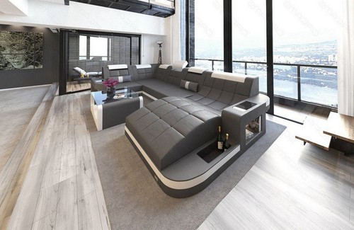 Leder wohnlandschaft couch led - wohnlandschaft,