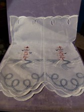 24594. Scheibengardine   Kurz-Panneaux   Gardine weiss Leuchtturm  40 x 95 cm