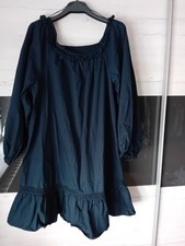 Rainbow Damen Kleid Langarm 42 Blau mit RÜSCHEN NEU