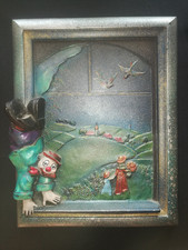 BILD/SCHIEFER mit Clown,Frau+Mädchen,3D-Werk:KK Design,P.W. Kazmaier,/gebraucht.