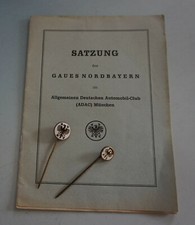 RS0620-074: Automobilia Satzung Gauordnung ADAC München 1955 inkl. 2 Nadeln