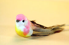 Deko Vogel Vögelchen mit Federn auf Draht 4er Set – rosa  (ca. 7,5cm)