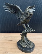 Bronzefigur Eule Skulptur Uhu