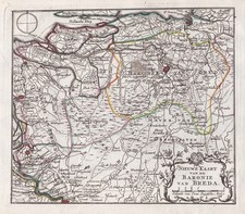 Breda Bergen-op-Zoom Willemstadt Oosterhout Brabant map Karte de Leth 1750