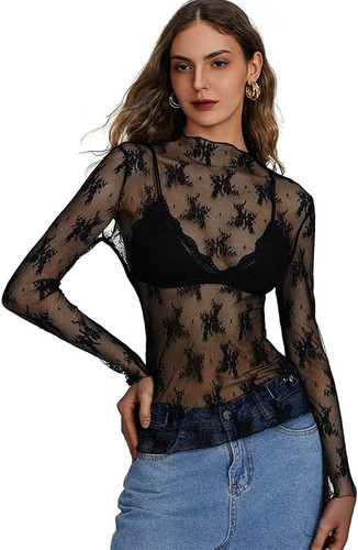 Damen netz oberteil langarm - damen,