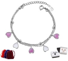 Herz Pink Weiß Kugel Armband Echt 925 Sterling Silber Damen❤️ Geschenk Frauen