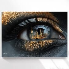 Leinwand Bild Auge Düsseldorf Skyline Abstrakt Metall Optik Wandbilder XXL 7456