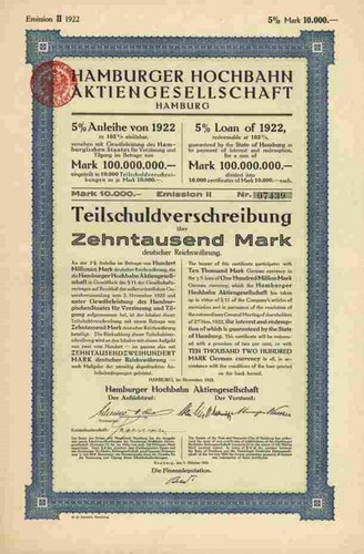 Hamburger hochbahn 1922 - hochbahn, ag