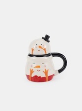 Schneemann Becher mit Deckel | 3D Keramik | Weihnachtstasse | Frosty the Snowman