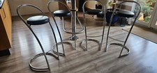 Barstühle 4er Set, 4 Teile, gebraucht, Gestell Chrom poliert, Polster schwarz