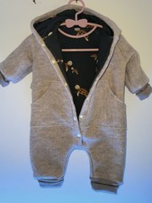 Wollwalk Overall Gr 68 in Beige Meliert innen In Dunkelgrün mit ? Handmade