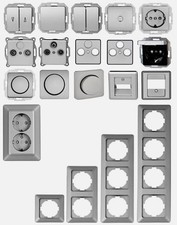 Kopp MILANO stahl Schalterprogramm Schutzkontakt Steckdose, Schalter, Rahmen