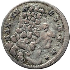 Bayern, Max II. Emanuel - 3 Kreuzer 1718, Silber [c_6012]