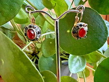 ?Original Michal Golan New York Ohrringe Gold Rot Boho Vintage ca. 2010 Tracht