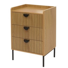 B-Ware Kommode MCW-O39, Highboard, 3 Schubladen Melamin MDF 77x50x42cm, natur
