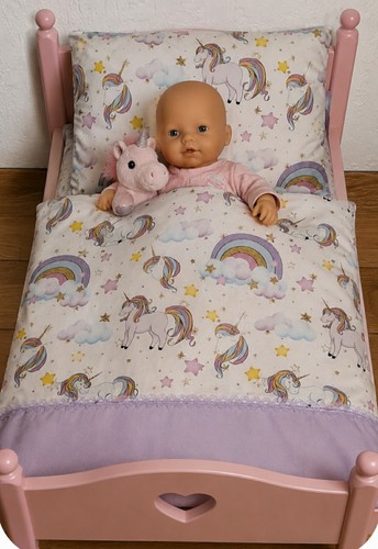 Puppenbettwäsche einhorn - puppenbettwäsche, +