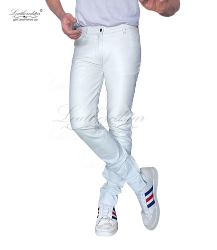 Weiß farbe leder - , skinny
