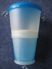 Müslibecher Joghurtbecher To-Go blau Plastik Schule Kindergarten Büro 4-teilig