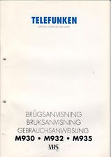 TELEFUNKEN - M930 M932 M935 - Gebrauchsanweisung für Videorecorder - B5989
