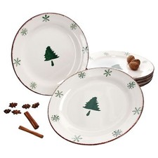 6er Set Essteller Schneeflocke 26,5cm Speiseteller Teller Weihnachten Steingut