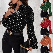 Damen Retro Bluse Hemd Elegant Langarmshirt Oberteile Tunika Freizeit Tops .*