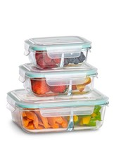 3er Set Glasdosen Vorratsdosen mit Deckel Blau luftdicht stapelbar BPA-frei