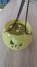 Windlicht mit Kette Hängeampel  Keramik Schmeterlinge Grün Gebraucht 