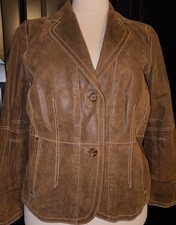 JÜRGEN MICHAELSEN Vintage Echtleder Damen Jacke Gr. 46, in Braun, guter Zustand!