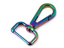 31)  1 Stück Karabiner Metall 25 mm oval regenbogen bunt drehbar Tasche Rucksack