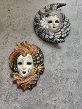 Set von 2  Venezianischen Masken Wanddeko Karneval Venedig | Stil Gold & Silber