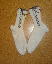 Socken Trachten handgestrickt mit Regia 4-fach uni Wolle 36/37 natur mit Knopf