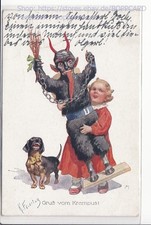 KÜNSTLERKARTE , KRAMPUS , DACKEL , SIG FEIERTAG , ca1915