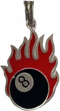 Schwerer FLAMING 8Ball Eightball Flames Oldschool Anhänger / Pendant Rockabilly