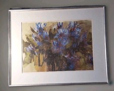 Alte Abstrakte blaue Blumen Drucke Wandkunst Bilder 47 x60 cm