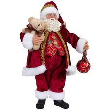 Weihnachtsmann 28cm Deko Figur Weihnachten stehend Nikolaus edles dunkles Rot 